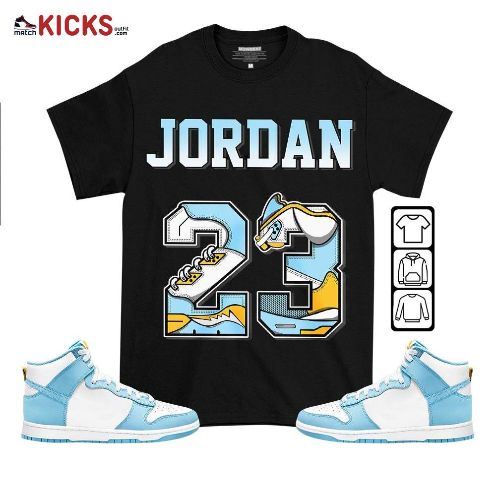 Number 23 JD Sneaker Shirt Match Dunk High Blue Chill, Dunk High Homer Simpson MKO T-Shirt