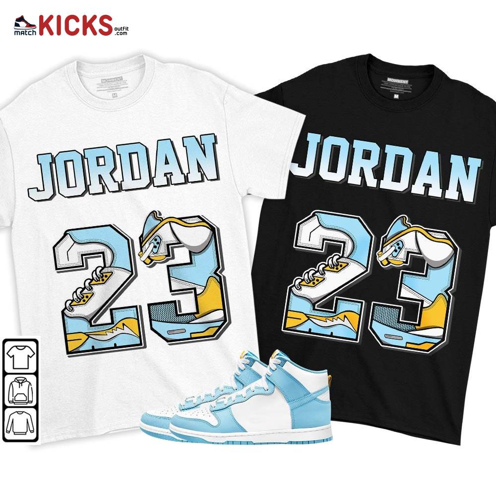Number 23 JD Sneaker Shirt Match Dunk High Blue Chill, Dunk High Homer Simpson MKO T-Shirt