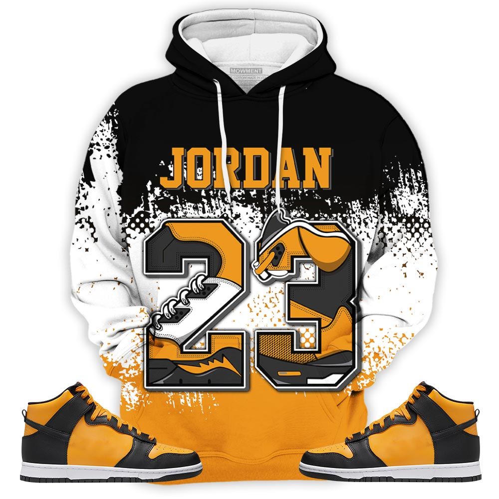 Number 23 Jd Sneaker Shirt Match Dunk Reverse Goldenrod, Dunk High Bruce Lee Hoodie Sweatshirt Tee All Over Print MKO Shirt