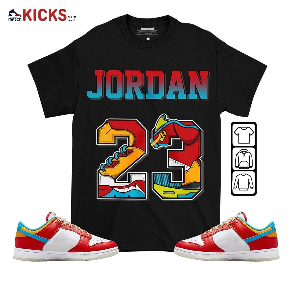 Number 23 JD Sneaker Shirt Match Fruity Pebbles Shoes, Dunk Low Fruity Pebbles MKO T-Shirt