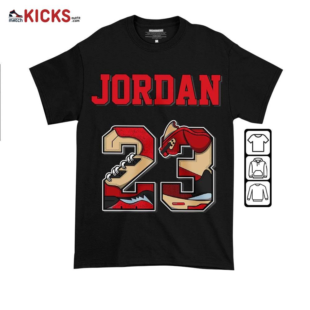 Number 23 JD Sneaker Shirt Match Gore-Tex 5s, Jordan 5 GORE-TEX Off Noir MKO T-Shirt Number 23 JD Sneaker Shirt Match Gore-Tex 5s, Jordan 5 GORE-TEX Off Noir MKO T-Shirt
