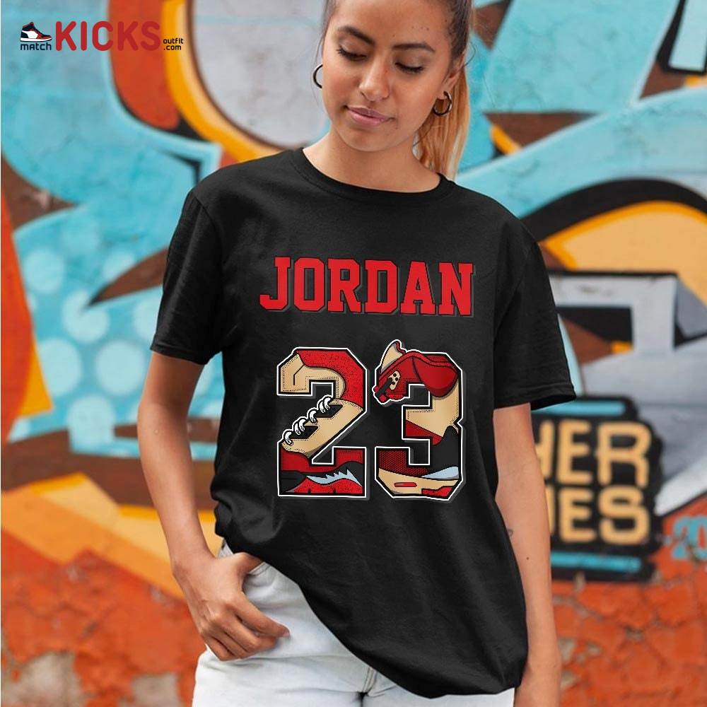 Number 23 JD Sneaker Shirt Match Gore-Tex 5s, Jordan 5 GORE-TEX Off Noir MKO T-Shirt Number 23 JD Sneaker Shirt Match Gore-Tex 5s, Jordan 5 GORE-TEX Off Noir MKO T-Shirt