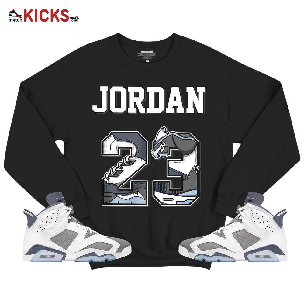 Number 23 JD Sneaker Shirt Match Retro Cool Grey 6s, Jordan 6 Cool Grey MKO T-Shirt Number 23 JD Sneaker Shirt Match Retro Cool Grey 6s, Jordan 6 Cool Grey MKO T-Shirt