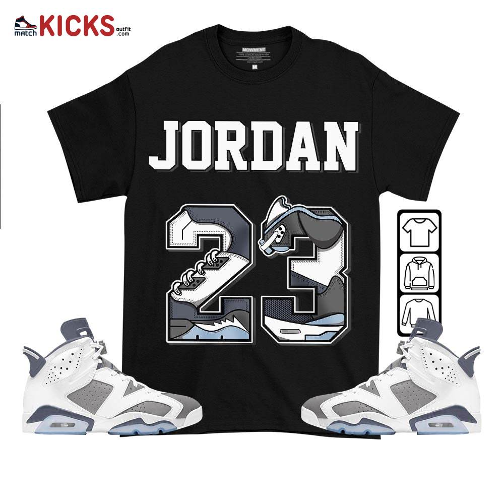 Number 23 JD Sneaker Shirt Match Retro Cool Grey 6s, Jordan 6 Cool Grey MKO T-Shirt