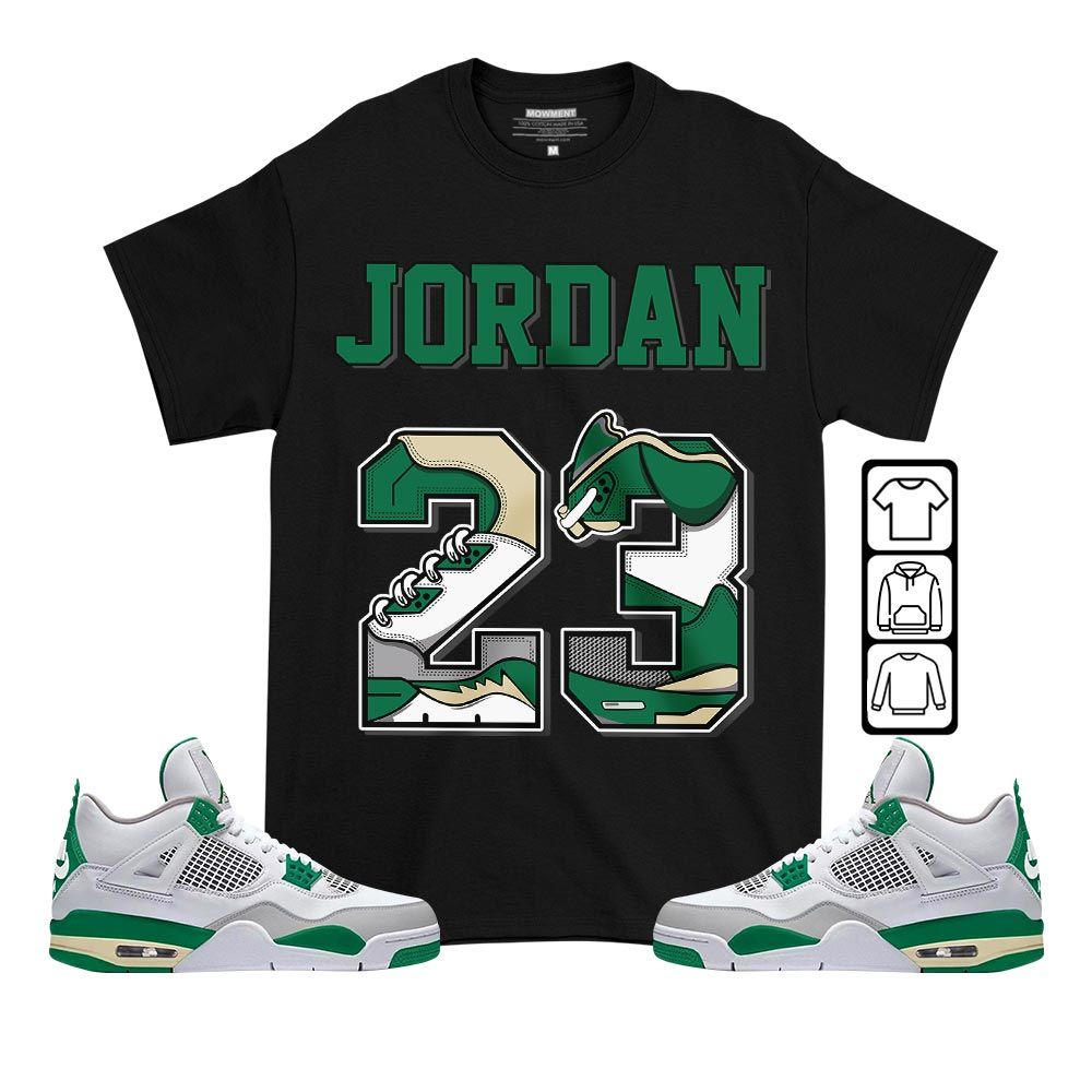 Number 23 JD Sneaker Shirt Match Retro Pine Green 4s, Jordan 4 Pine Green MKO T-Shirt