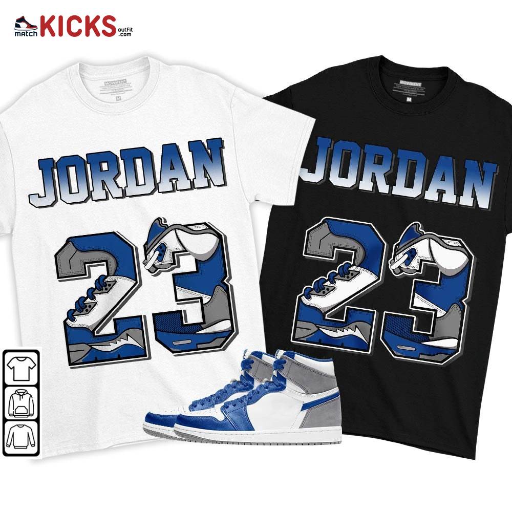 Number 23 JD Sneaker Shirt Match True Blue 1s, Jordan 1 High OG True Blue MKO T-Shirt Number 23 JD Sneaker Shirt Match True Blue 1s, Jordan 1 High OG True Blue MKO T-Shirt