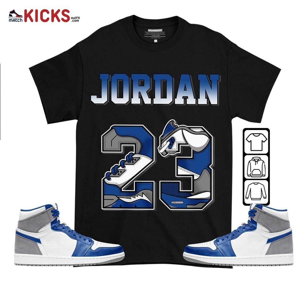 Number 23 JD Sneaker Shirt Match True Blue 1s, Jordan 1 High OG True Blue MKO T-Shirt