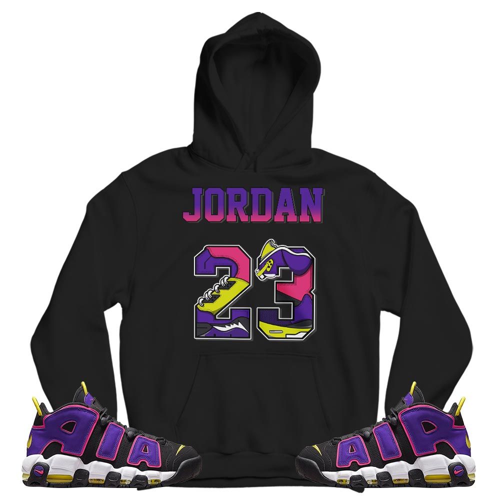 Number 23 JD Sneaker Shirt Match Uptempo Black Multi Color, Air More Uptempo Black Court Purple MKO T-Shirt