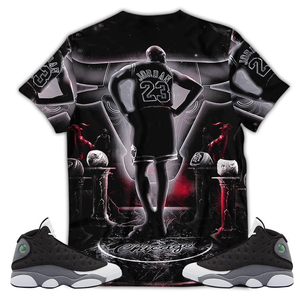 Number 23 Jordan Memories Sneaker Shirt Match Black Flint 13S, Jordan Retro 13 Black Flint Hoodie Sweatshirt Tee All Over Print MKO Shirt