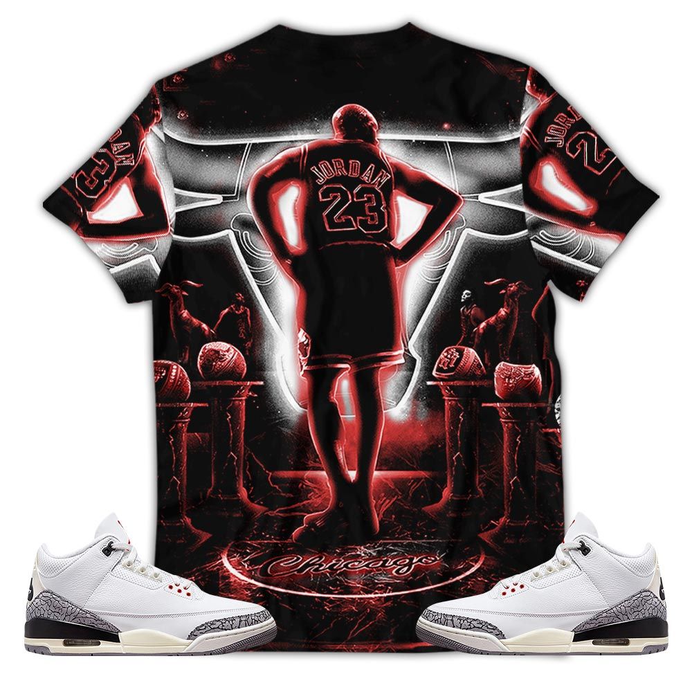 Number 23 Jordan Memories Sneaker Shirt Match White Cement 3S, Jordan Retro 3 White Cement Hoodie Sweatshirt Tee All Over Print MKO Shirt