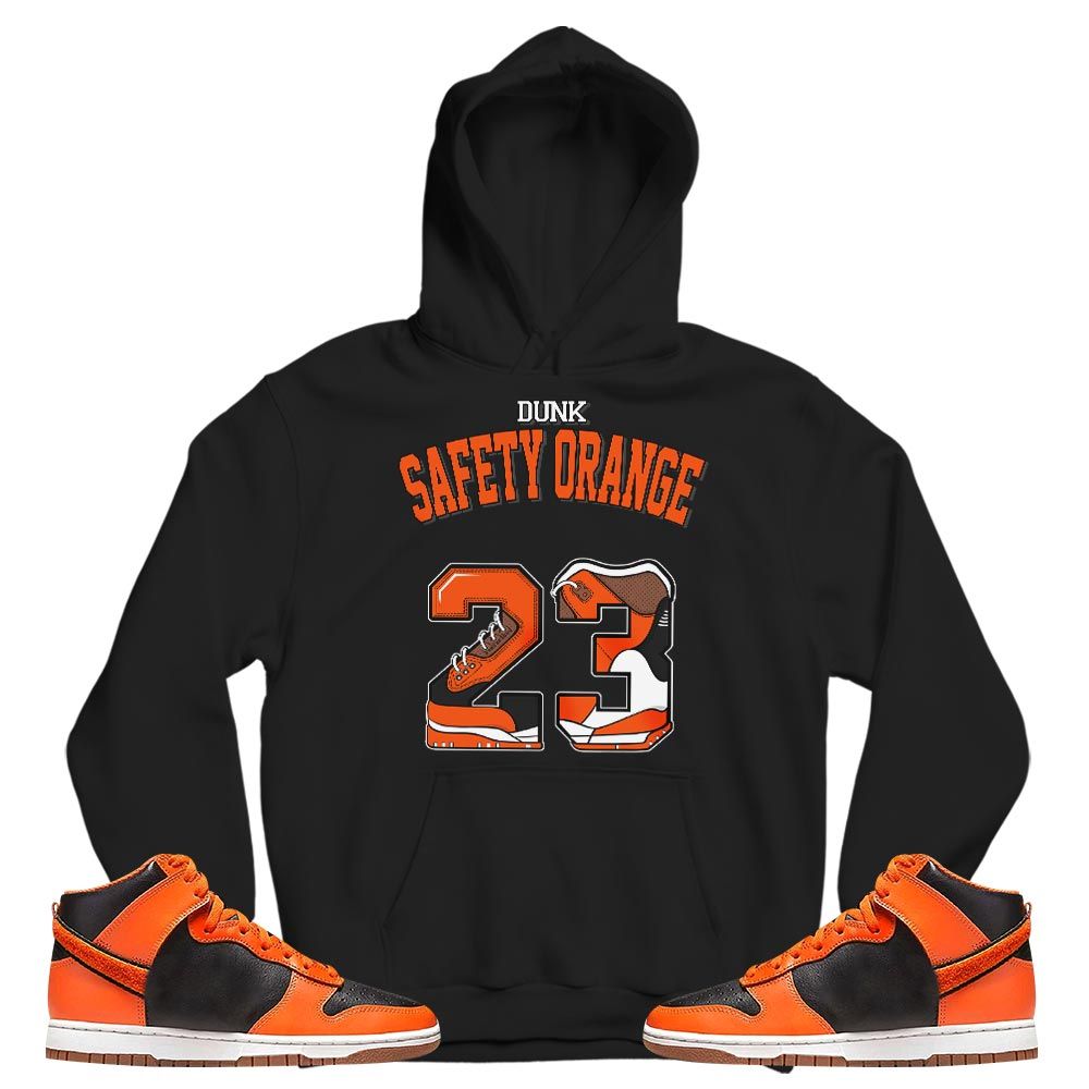 Number 23 Sneaker Shirt Match Dunk Black Orange, Dunk High GS Safety Orange MKO T-Shirt