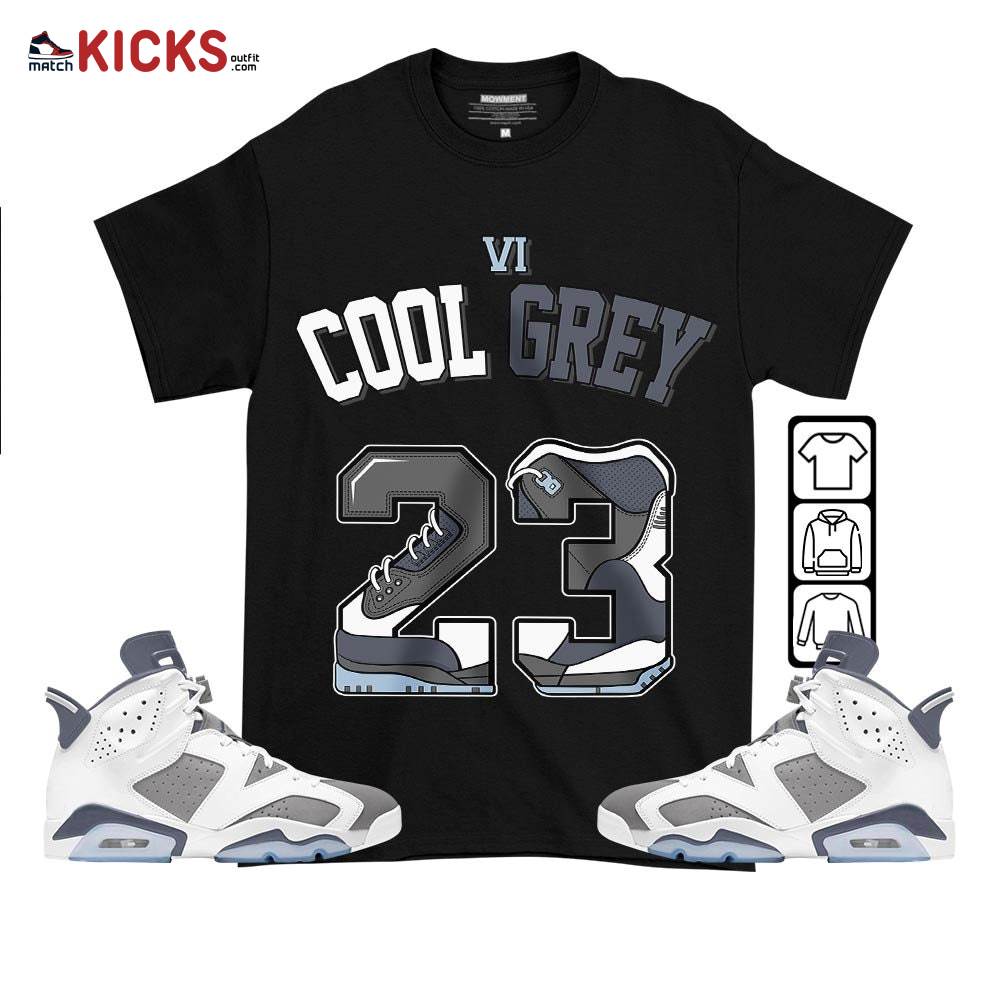 Number 23 Sneaker Shirt Match Retro Cool Grey 6s, Jordan 6 Cool Grey MKO T-Shirt
