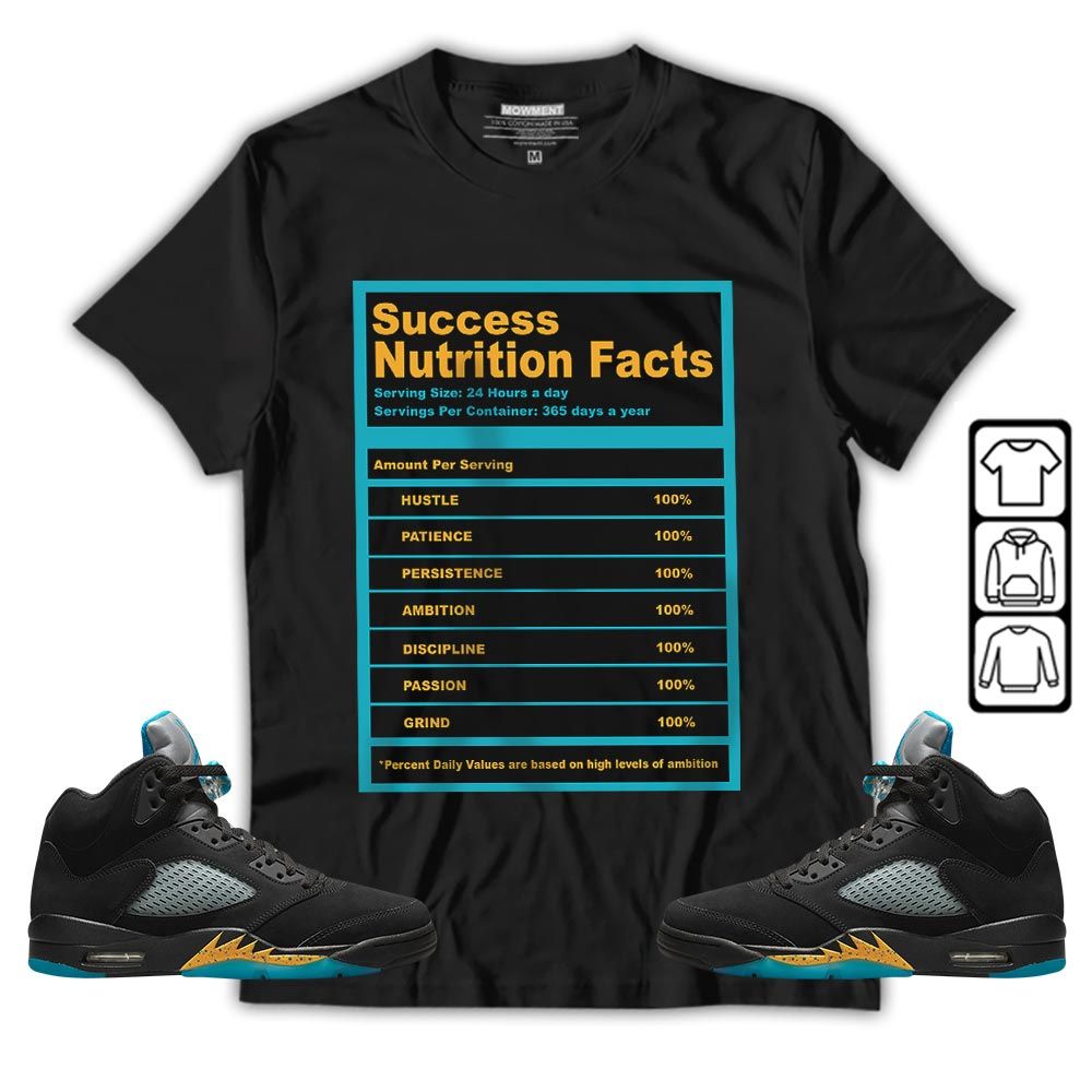 Nutrition Facts Sneaker Shirt Match 2023 Retro Aqua 5s, Jordan 5 Aqua MKO T-Shirt