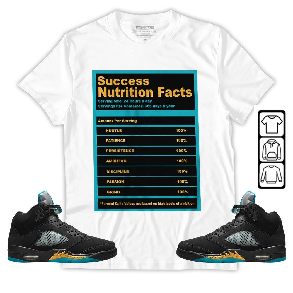 Nutrition Facts Sneaker Shirt Match 2023 Retro Aqua 5s, Jordan 5 Aqua MKO T-Shirt Nutrition Facts Sneaker Shirt Match 2023 Retro Aqua 5s, Jordan 5 Aqua MKO T-Shirt