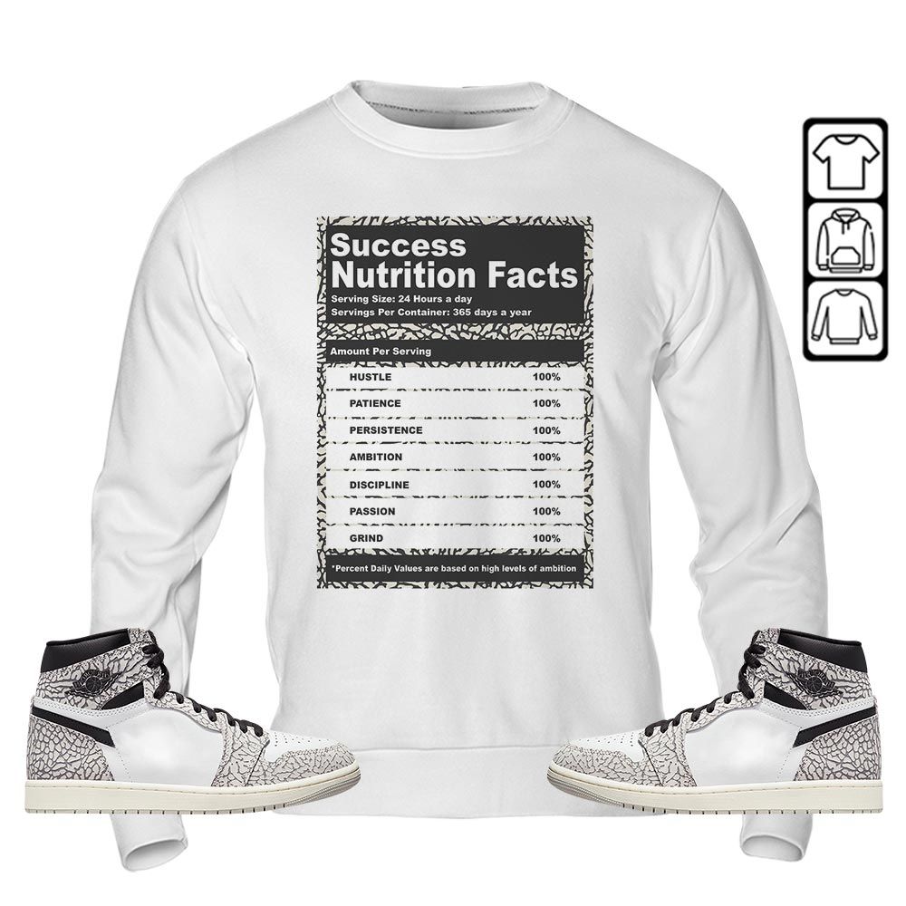 Nutrition Facts Sneaker Shirt Match OG Elephant 1s, Jordan 1 White Cement MKO T-Shirt Nutrition Facts Sneaker Shirt Match OG Elephant 1s, Jordan 1 White Cement MKO T-Shirt