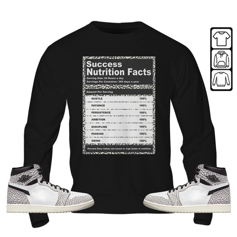 Nutrition Facts Sneaker Shirt Match OG Elephant 1s, Jordan 1 White Cement MKO T-Shirt Nutrition Facts Sneaker Shirt Match OG Elephant 1s, Jordan 1 White Cement MKO T-Shirt