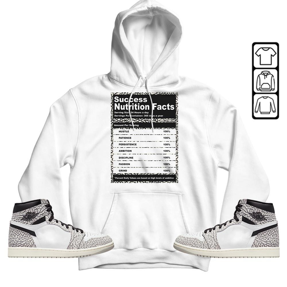 Nutrition Facts Sneaker Shirt Match OG Elephant 1s, Jordan 1 White Cement MKO T-Shirt Nutrition Facts Sneaker Shirt Match OG Elephant 1s, Jordan 1 White Cement MKO T-Shirt