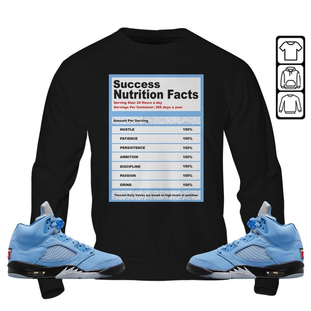 Nutrition Facts Sneaker Shirt Match Retro University Blue 5s, Jordan 5 University Blue MKO T-Shirt Nutrition Facts Sneaker Shirt Match Retro University Blue 5s, Jordan 5 University Blue MKO T-Shirt