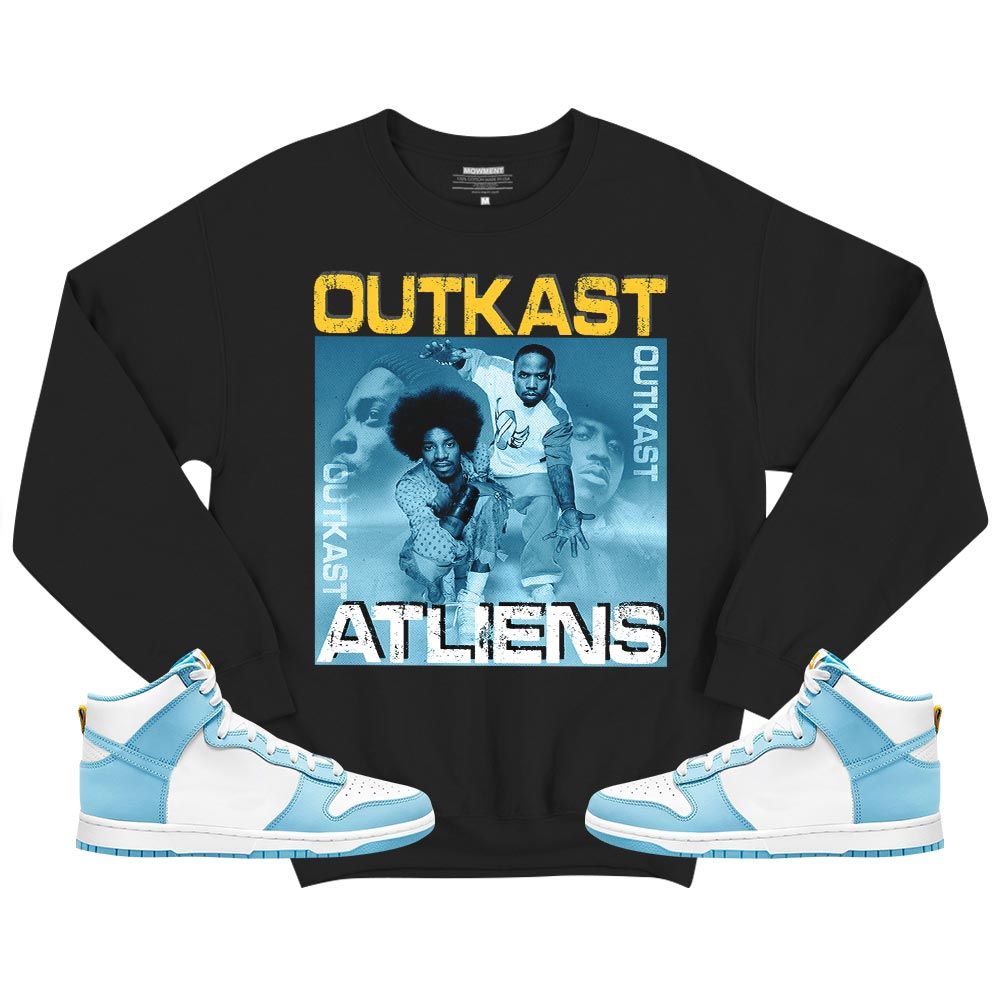 Outkast Atliens Sneaker Shirt Match Dunk High Blue Chill, Dunk High Homer Simpson MKO T-Shirt Outkast Atliens Sneaker Shirt Match Dunk High Blue Chill, Dunk High Homer Simpson MKO T-Shirt