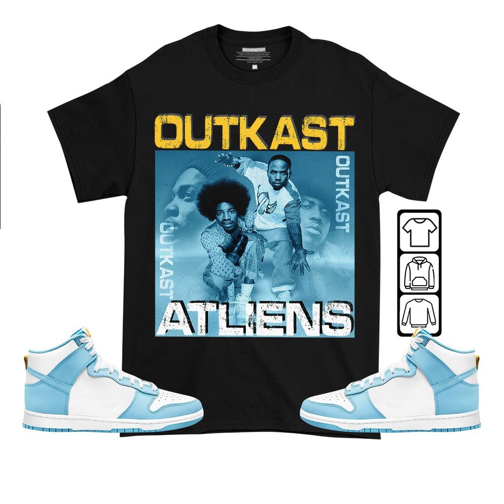 Outkast Atliens Sneaker Shirt Match Dunk High Blue Chill, Dunk High Homer Simpson MKO T-Shirt Outkast Atliens Sneaker Shirt Match Dunk High Blue Chill, Dunk High Homer Simpson MKO T-Shirt
