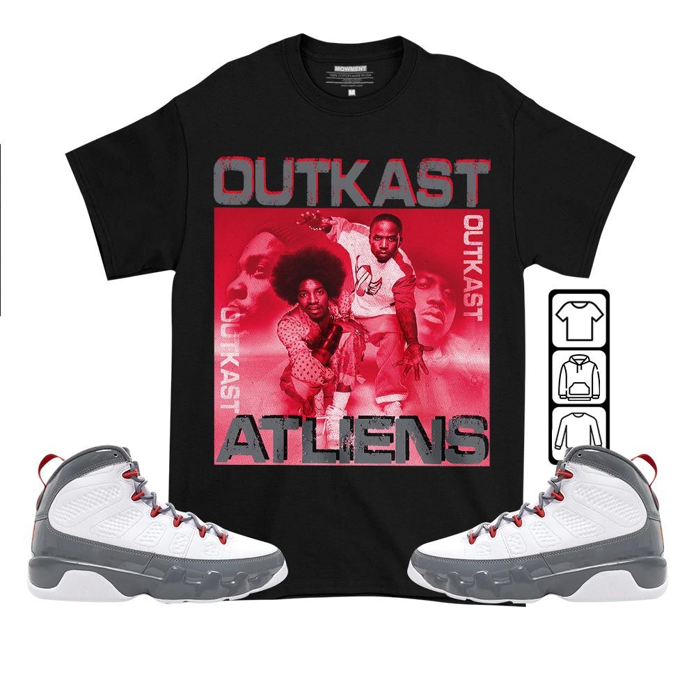 Outkast Atliens Sneaker Shirt Match Fire Red 9s, Jordan 9 Retro Fire Red MKO T-Shirt