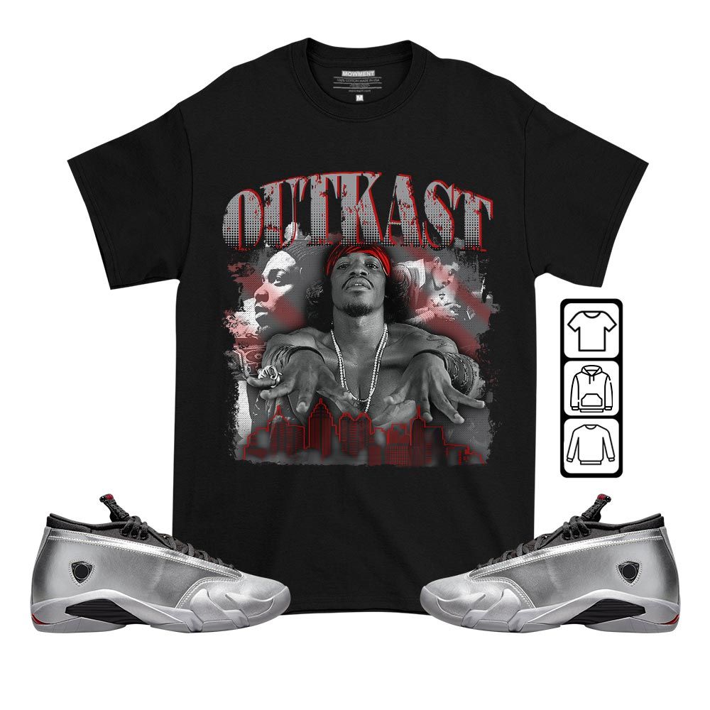 Outkast Benjamin Sneaker Shirt Match 14 Low Metallic Silver, Jordan 14 Metallic Silver MKO T-Shirt Outkast Benjamin Sneaker Shirt Match 14 Low Metallic Silver, Jordan 14 Metallic Silver MKO T-Shirt