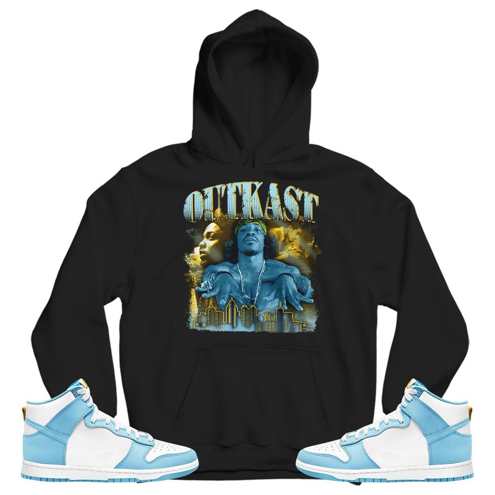 Outkast Benjamin Sneaker Shirt Match Dunk High Blue Chill, Dunk High Homer Simpson MKO T-Shirt