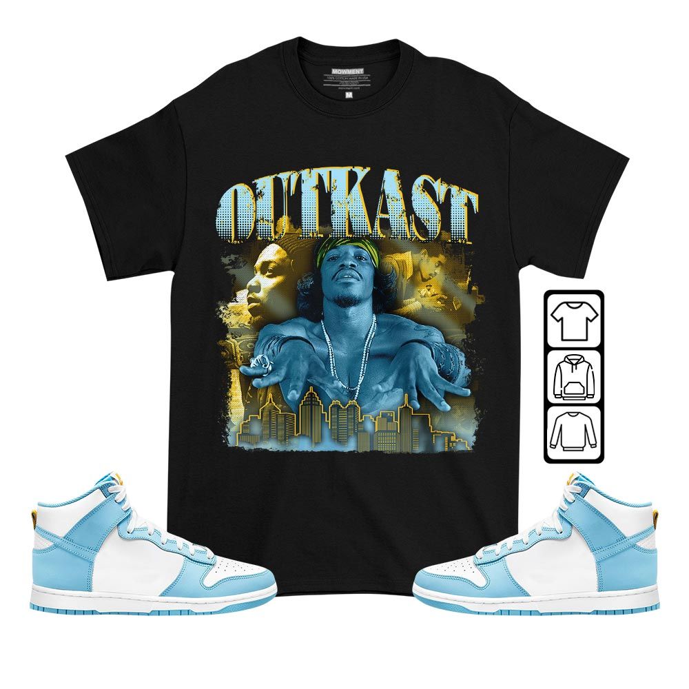 Outkast Benjamin Sneaker Shirt Match Dunk High Blue Chill, Dunk High Homer Simpson MKO T-Shirt Outkast Benjamin Sneaker Shirt Match Dunk High Blue Chill, Dunk High Homer Simpson MKO T-Shirt
