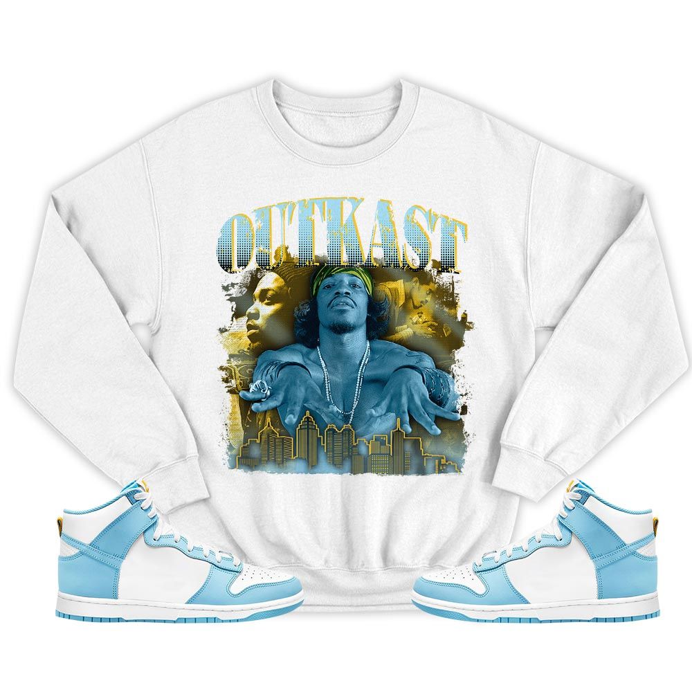 Outkast Benjamin Sneaker Shirt Match Dunk High Blue Chill, Dunk High Homer Simpson MKO T-Shirt Outkast Benjamin Sneaker Shirt Match Dunk High Blue Chill, Dunk High Homer Simpson MKO T-Shirt