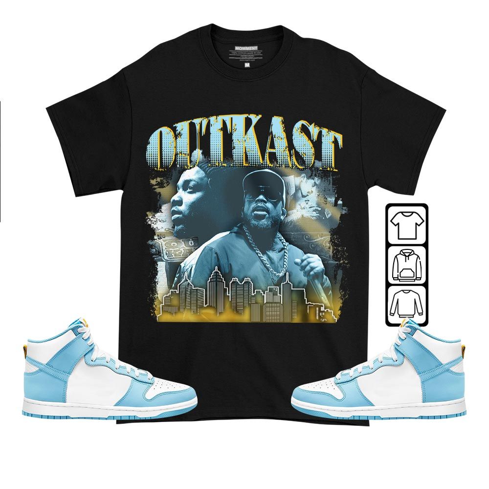 Outkast BigBoi Sneaker Shirt Match Dunk High Blue Chill, Dunk High Homer Simpson MKO T-Shirt Outkast BigBoi Sneaker Shirt Match Dunk High Blue Chill, Dunk High Homer Simpson MKO T-Shirt