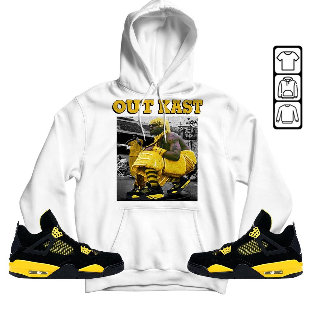 OutKast Shose Sneaker Shirt Match 2023 Thunder 4s, Jordan Retro 4 Thunder MKO T-Shirt