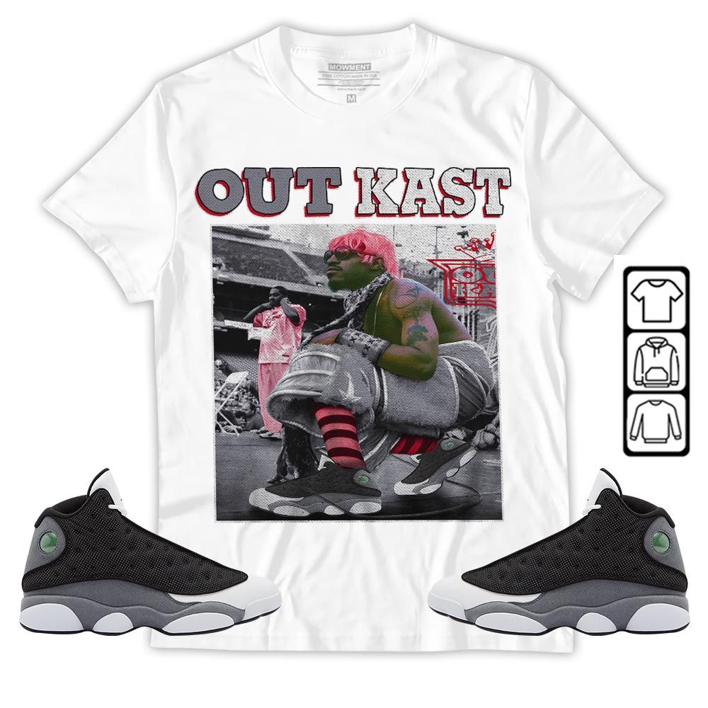 OutKast Shose Sneaker Shirt Match Black Flint 13s, Jordan Retro 13 Black Flint MKO Hoodie