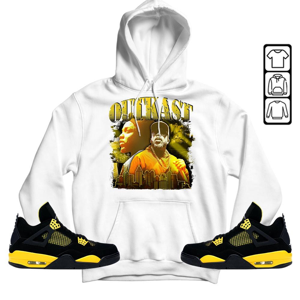 Outkast1 Sneaker Shirt Match 2023 Thunder 4s, Jordan Retro 4 Thunder MKO Hoodie Outkast1 Sneaker Shirt Match 2023 Thunder 4s, Jordan Retro 4 Thunder MKO Hoodie