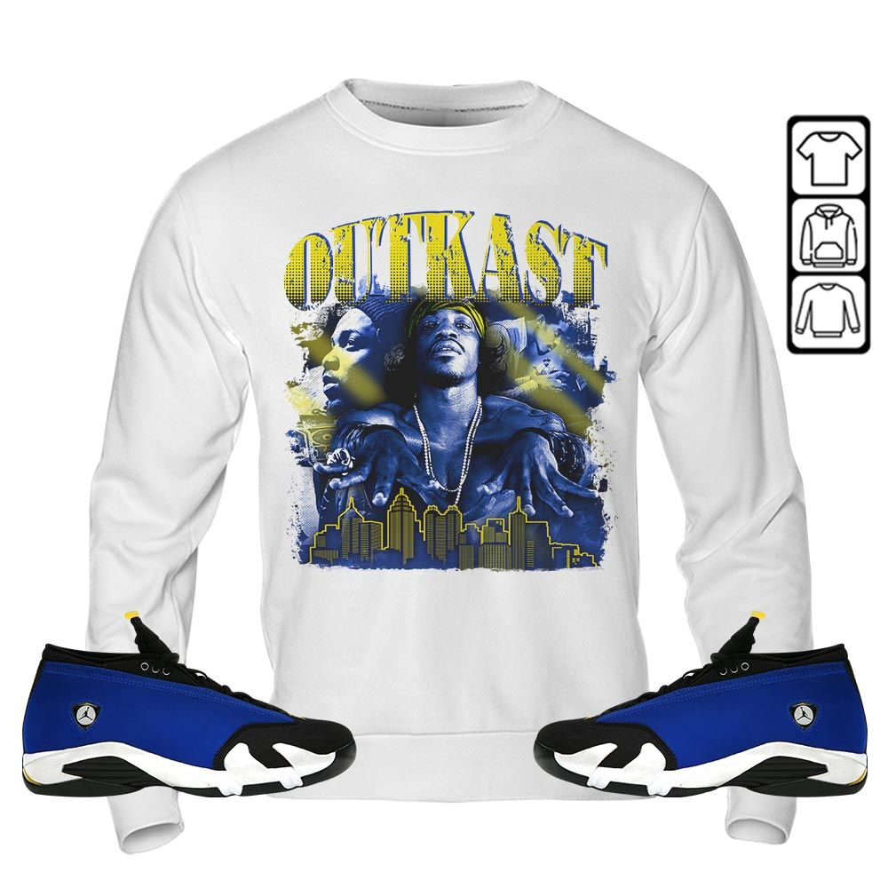 Outkast2 Sneaker Shirt Match 2023 Blue Laney 14s, Jordan 14 Laney MKO Sweatshirt Outkast2 Sneaker Shirt Match 2023 Blue Laney 14s, Jordan 14 Laney MKO Sweatshirt