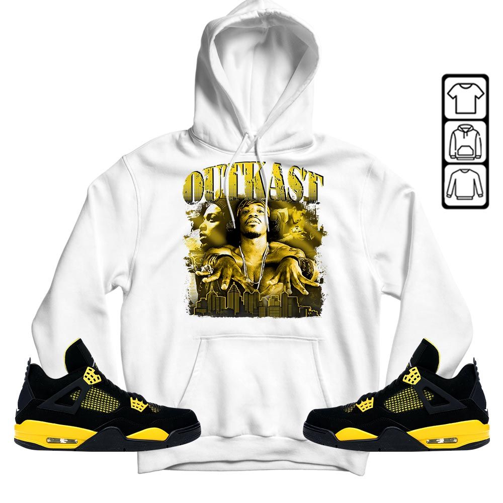 Outkast2 Sneaker Shirt Match 2023 Thunder 4s, Jordan Retro 4 Thunder MKO T-Shirt