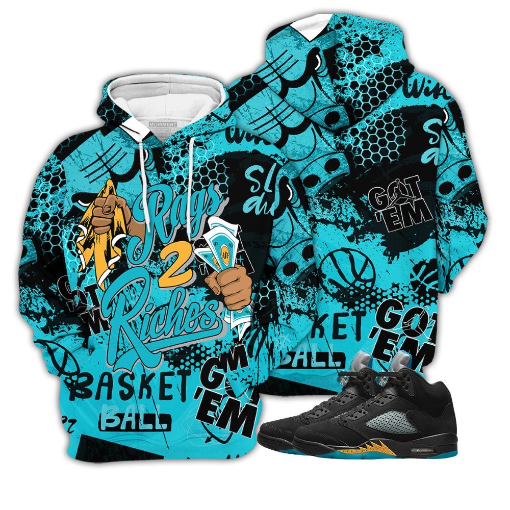 Pattern Rag 2 Riches Sneaker Shirt Match 2023 Retro Aqua 5S, Jordan 5 Aqua Hoodie Sweatshirt Tee All Over Print MKO Shirt Pattern Rag 2 Riches Sneaker Shirt Match 2023 Retro Aqua 5S, Jordan 5 Aqua Hoodie Sweatshirt Tee All Over Print MKO Shirt