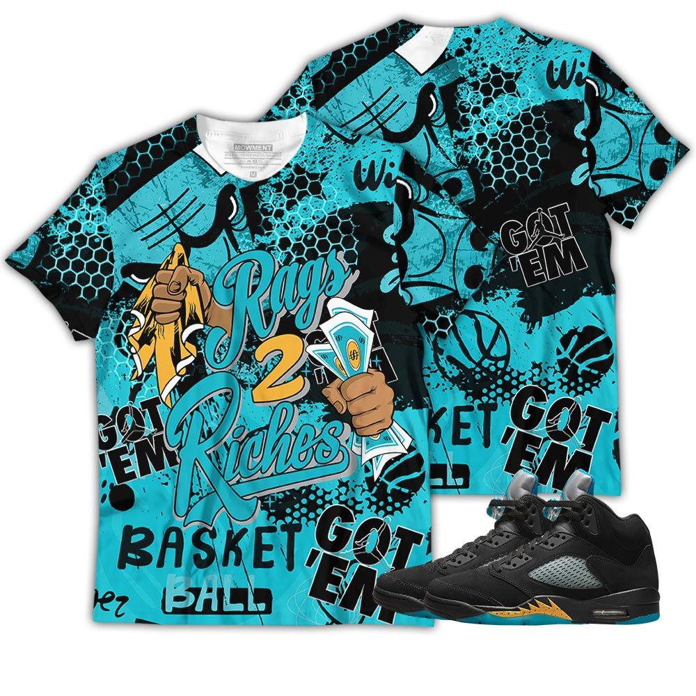 Pattern Rag 2 Riches Sneaker Shirt Match 2023 Retro Aqua 5S, Jordan 5 Aqua Hoodie Sweatshirt Tee All Over Print MKO Shirt Pattern Rag 2 Riches Sneaker Shirt Match 2023 Retro Aqua 5S, Jordan 5 Aqua Hoodie Sweatshirt Tee All Over Print MKO Shirt