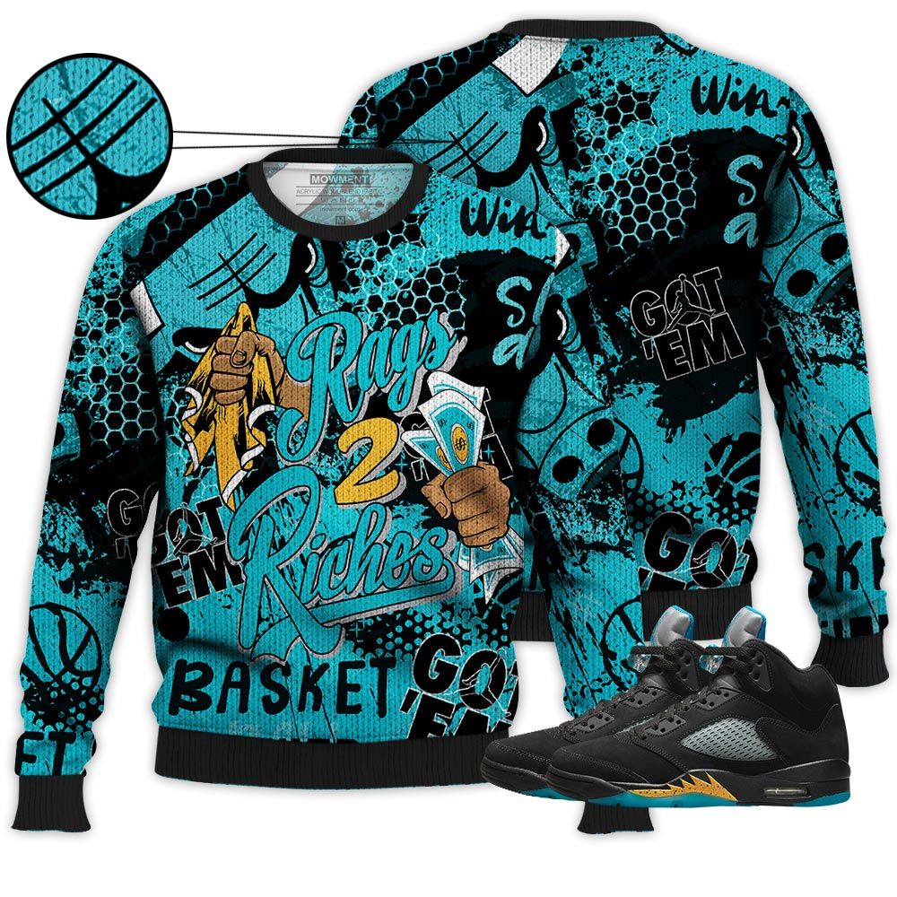 Pattern Rag 2 Riches Sneaker Shirt Match 2023 Retro Aqua 5S, Jordan 5 Aqua Hoodie Sweatshirt Tee All Over Print MKO Shirt Pattern Rag 2 Riches Sneaker Shirt Match 2023 Retro Aqua 5S, Jordan 5 Aqua Hoodie Sweatshirt Tee All Over Print MKO Shirt