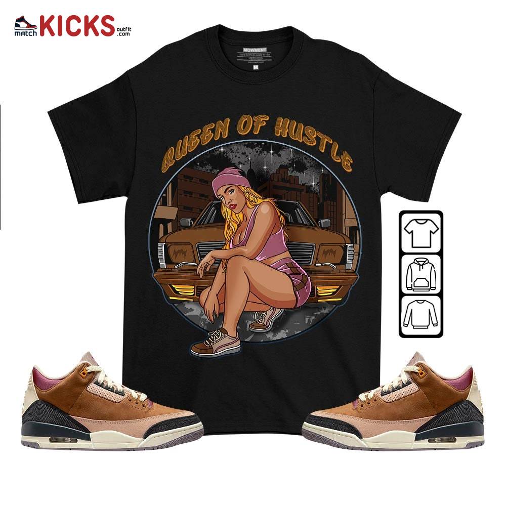Queen Of Hustle 90s Sneaker Shirt Match Archaeo Brown 3s, Jordan 3 Archaeo Brown MKO T-Shirt