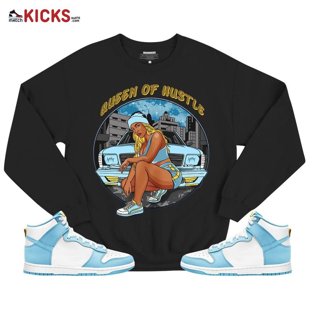 Queen Of Hustle 90s Sneaker Shirt Match Dunk High Blue Chill, Dunk High Homer Simpson MKO T-Shirt Queen Of Hustle 90s Sneaker Shirt Match Dunk High Blue Chill, Dunk High Homer Simpson MKO T-Shirt