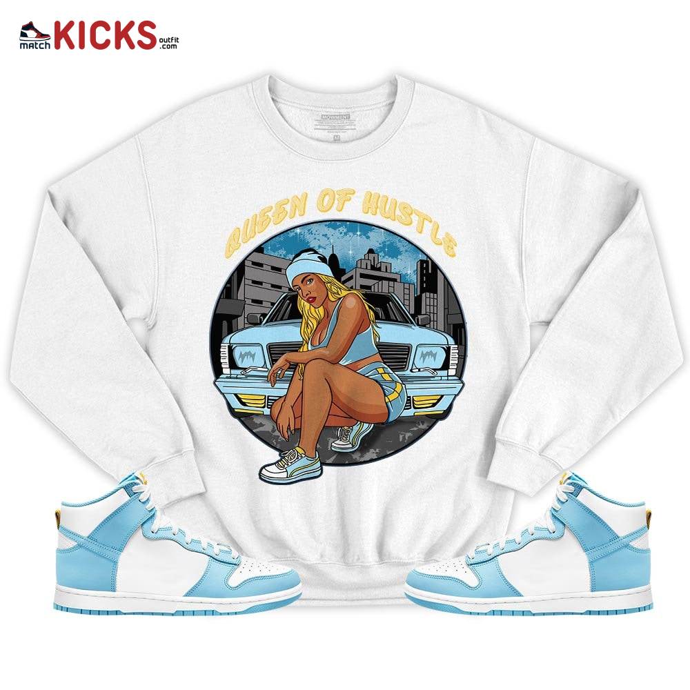 Queen Of Hustle 90s Sneaker Shirt Match Dunk High Blue Chill, Dunk High Homer Simpson MKO T-Shirt Queen Of Hustle 90s Sneaker Shirt Match Dunk High Blue Chill, Dunk High Homer Simpson MKO T-Shirt