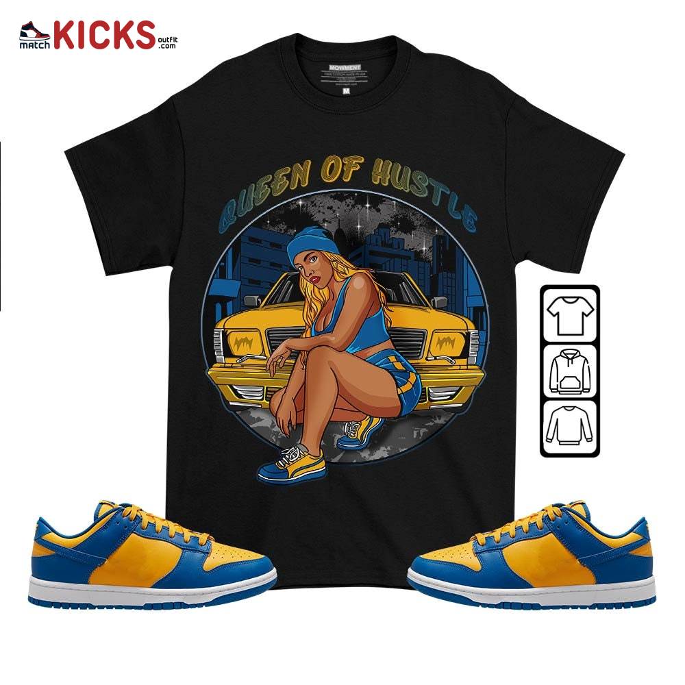 Queen Of Hustle 90s Sneaker Shirt Match Dunk Low Blue Yellow, Dunk Low Blue Jay MKO T-Shirt