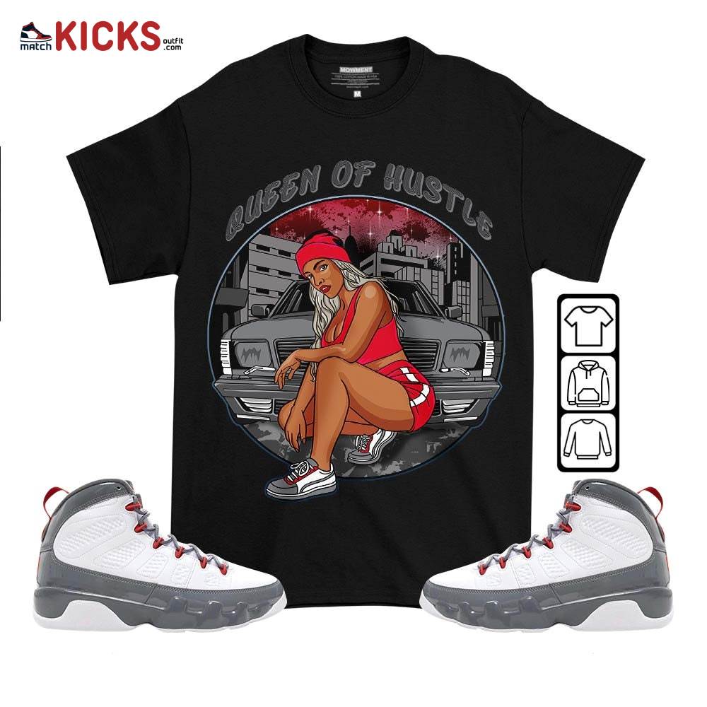Queen Of Hustle 90s Sneaker Shirt Match Fire Red 9s, Jordan 9 Retro Fire Red MKO T-Shirt