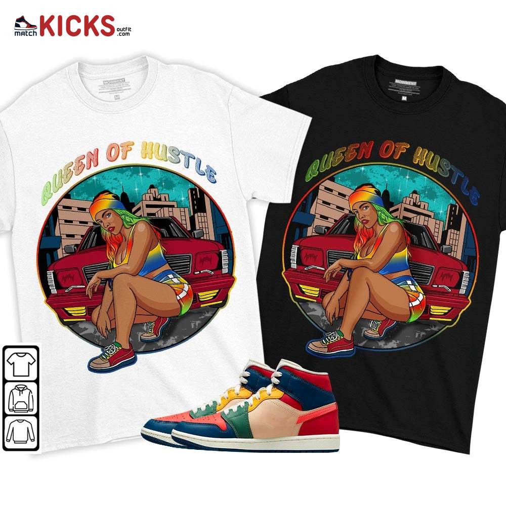 Queen Of Hustle 90s Sneaker Shirt Match Multi Color 2022 1s, Jordan 1 Mid Multi Color 2022 MKO T-Shirt