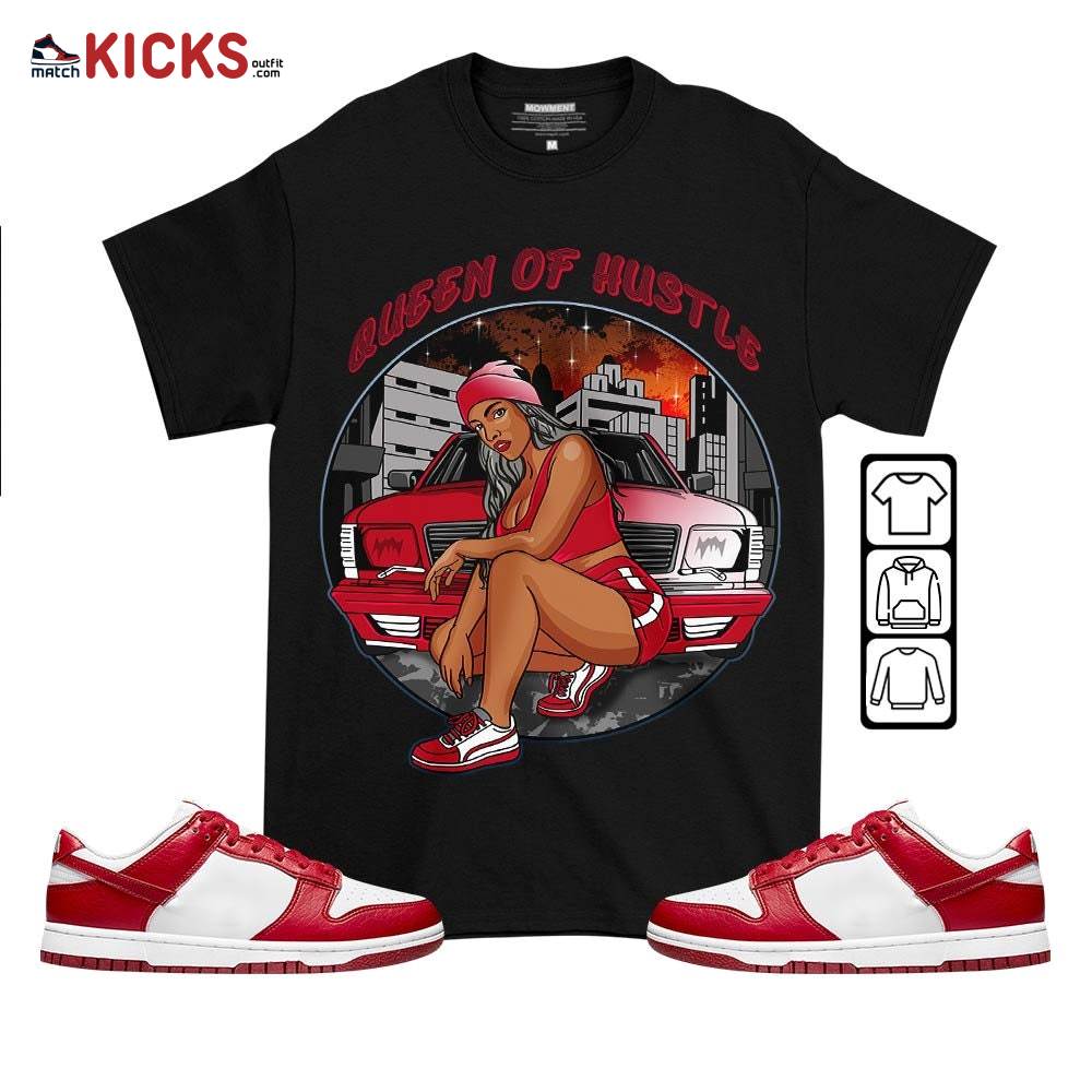 Queen Of Hustle 90s Sneaker Shirt Match Next Nature White Gym Red, Dunk Low Gym Red MKO T-Shirt