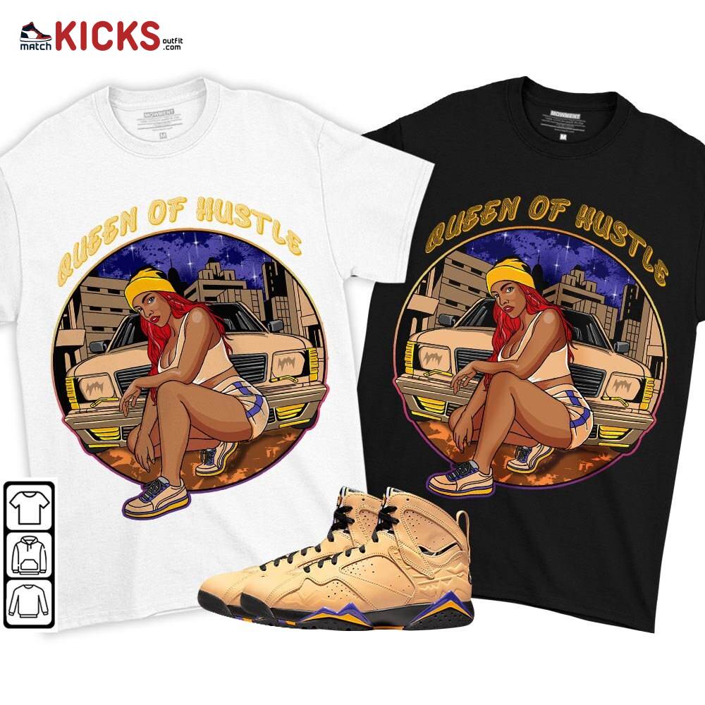 Queen Of Hustle 90s Sneaker Shirt Match Vachetta Tan 7s, Jordan 7 SE Afrobeats MKO T-Shirt Queen Of Hustle 90s Sneaker Shirt Match Vachetta Tan 7s, Jordan 7 SE Afrobeats MKO T-Shirt