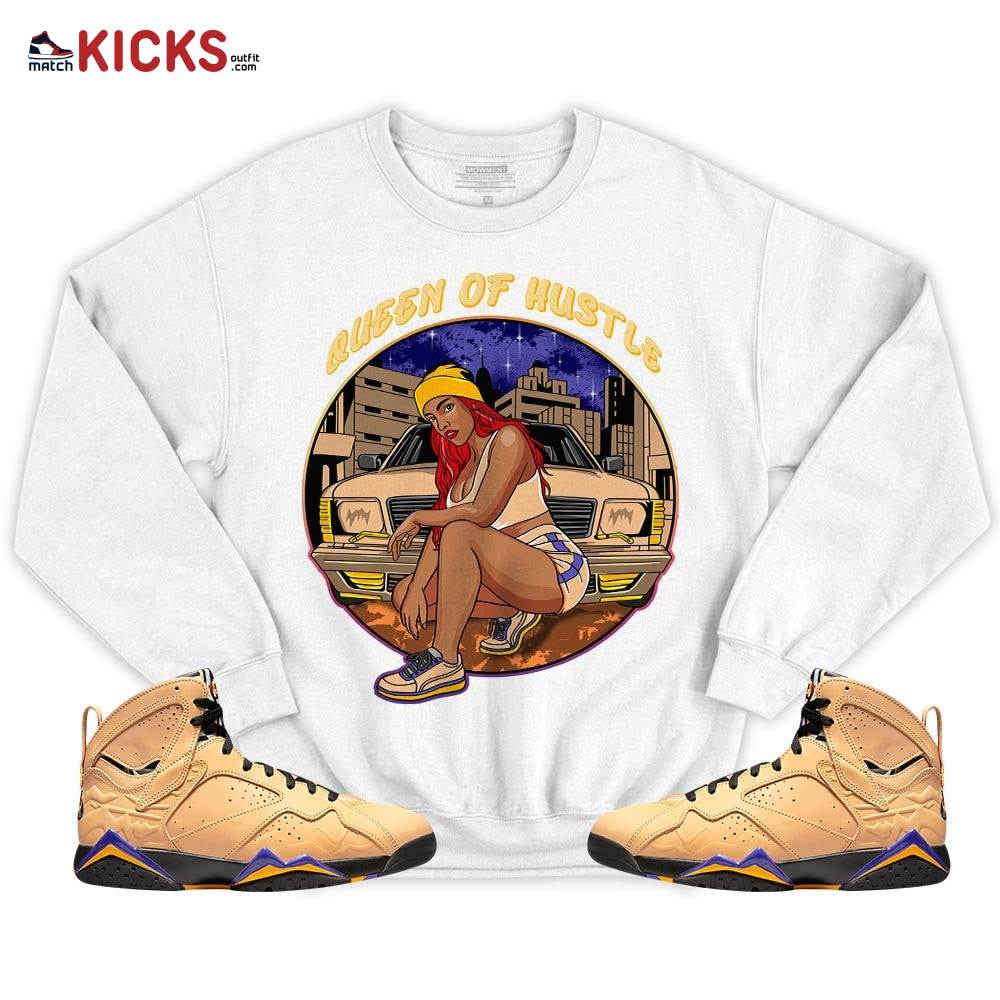 Queen Of Hustle 90s Sneaker Shirt Match Vachetta Tan 7s, Jordan 7 SE Afrobeats MKO T-Shirt Queen Of Hustle 90s Sneaker Shirt Match Vachetta Tan 7s, Jordan 7 SE Afrobeats MKO T-Shirt