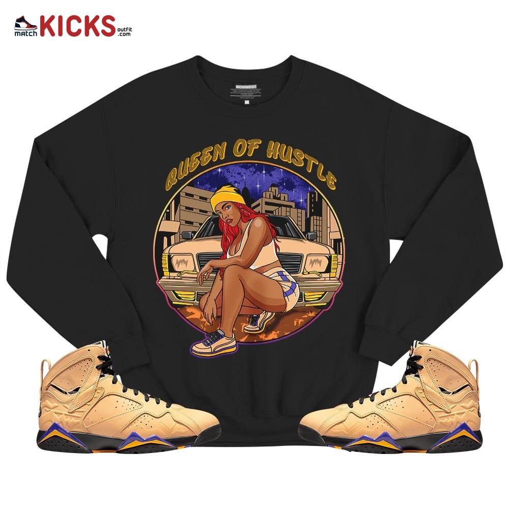 Queen Of Hustle 90s Sneaker Shirt Match Vachetta Tan 7s, Jordan 7 SE Afrobeats MKO T-Shirt Queen Of Hustle 90s Sneaker Shirt Match Vachetta Tan 7s, Jordan 7 SE Afrobeats MKO T-Shirt