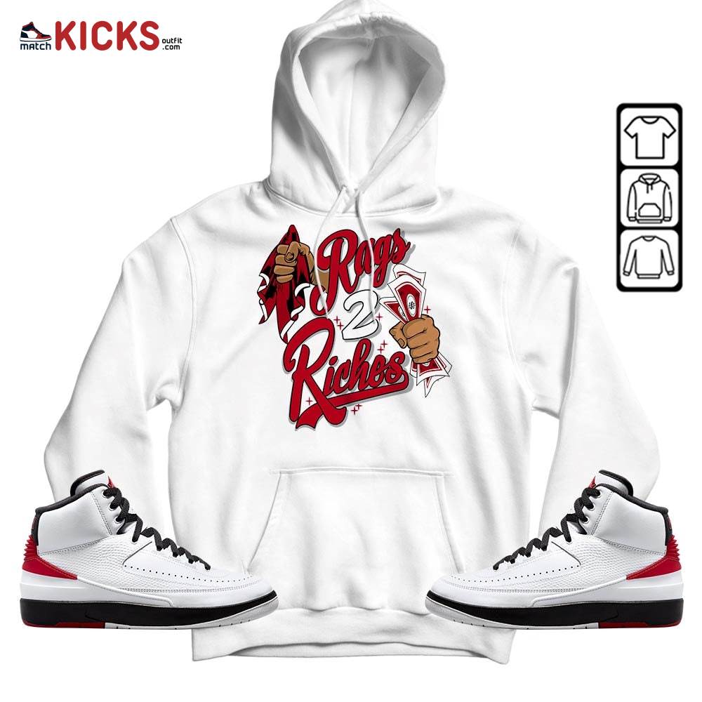 Rag 2 Riches Sneaker Shirt Match 2 Chicago Varsity Red, Jordan Retro 2 Chicago MKO T-Shirt Rag 2 Riches Sneaker Shirt Match 2 Chicago Varsity Red, Jordan Retro 2 Chicago MKO T-Shirt
