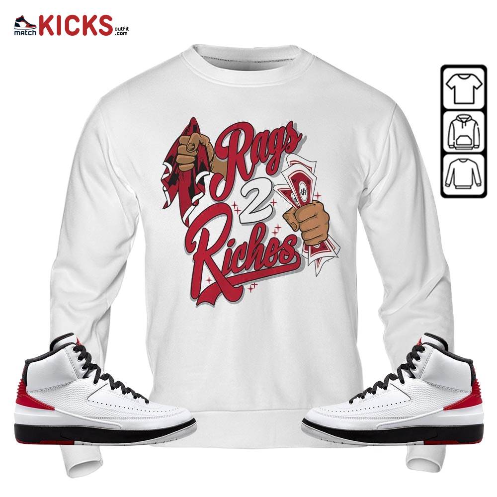 Rag 2 Riches Sneaker Shirt Match 2 Chicago Varsity Red, Jordan Retro 2 Chicago MKO T-Shirt Rag 2 Riches Sneaker Shirt Match 2 Chicago Varsity Red, Jordan Retro 2 Chicago MKO T-Shirt